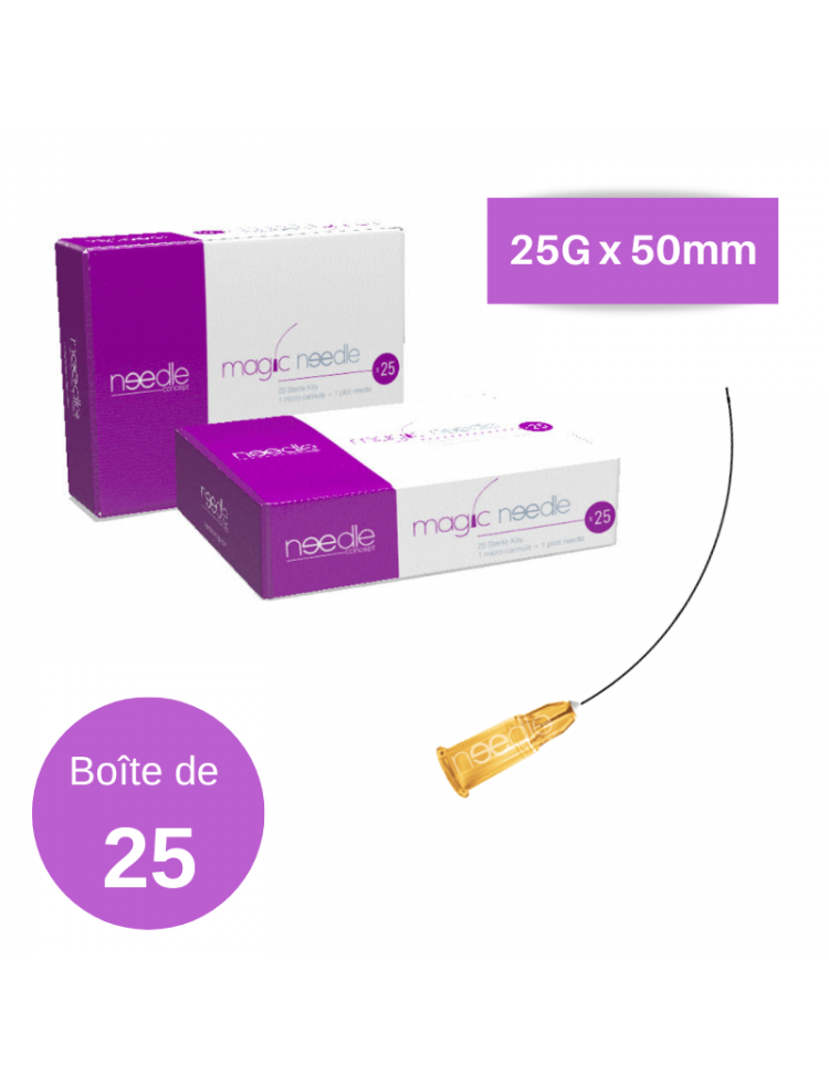 Canules 25G x 50mm Magic Needle (boite de 25) Canules 25G x 50mm Magic Needle (boite de 25)